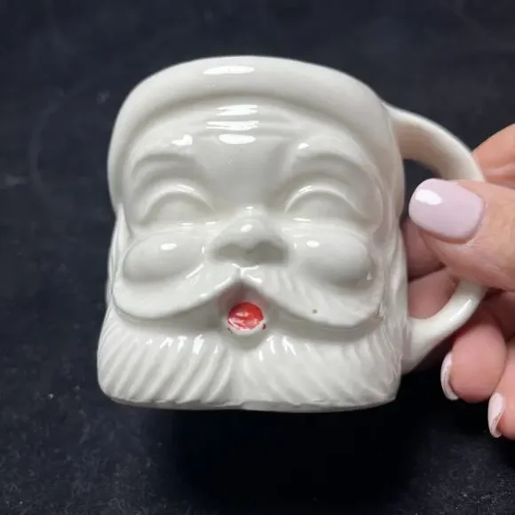 SANTA CLAUS White HEAD Vintage 3" Figural Ceramic 8 oz MUG - Picture 8 of 9